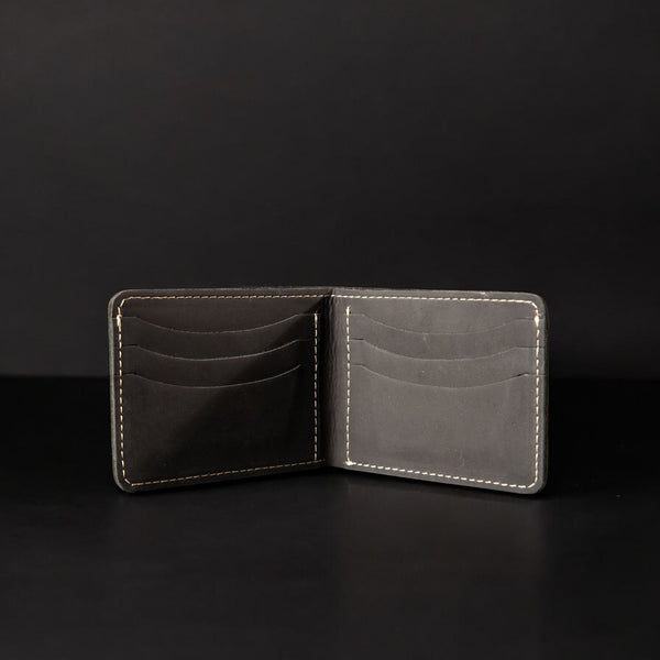 Black Dollar Size Full-Grain Leather Wallet