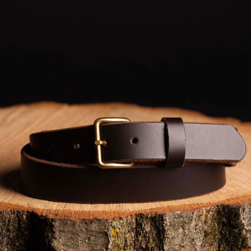 Kyomi- Black 100% Premium Leather Belt- Made in Canada
