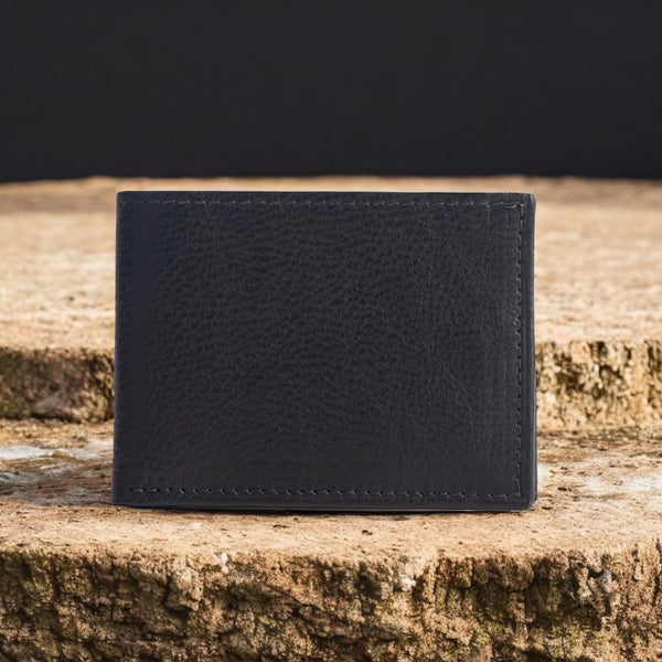 The Maverick Wallet - Black American Pebble Grain Bison Leather Wallet