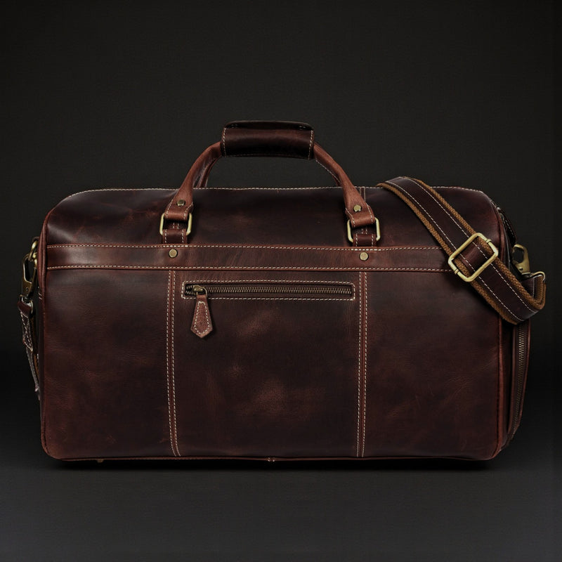The Voyager Duffle - Brown Full-Grain Distressed Leather Duffle Bag