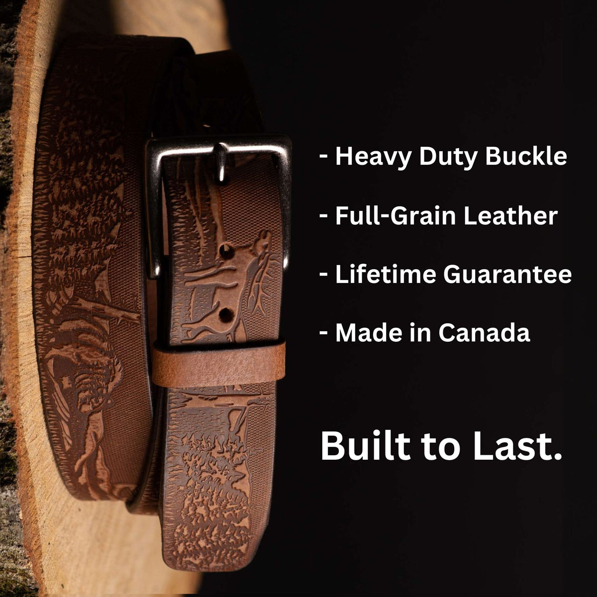 The Wildlife embossed full-grain leather belt