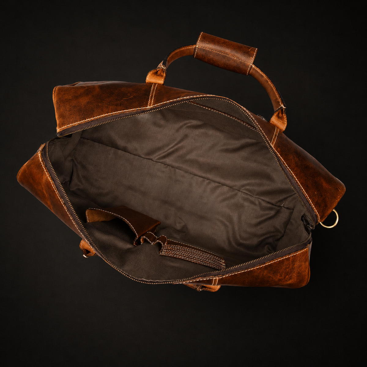 The Wayfarer cognac full-grain leather duffle bag
