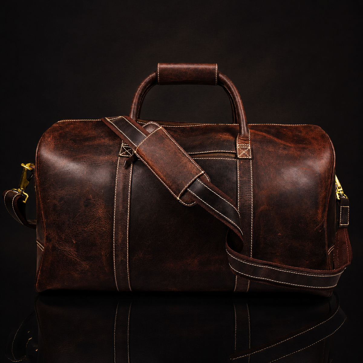 The Wayfarer brown full-grain leather duffle bag