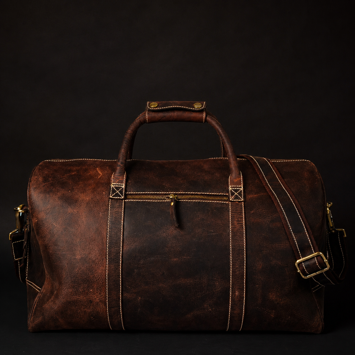 The Wayfarer brown full-grain leather duffle bag