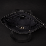 (Open Box) Classic Black Leather Tote Bag