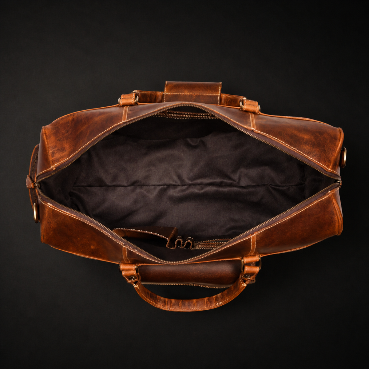 The Voyager Duffle - Cognac Full-Grain Distressed Duffle Bag