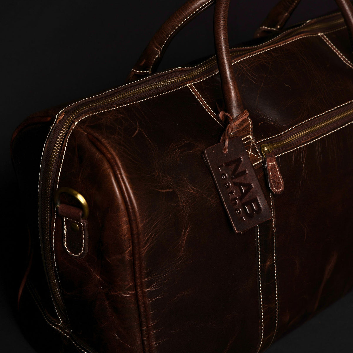 The Wayfarer brown full-grain leather duffle bag