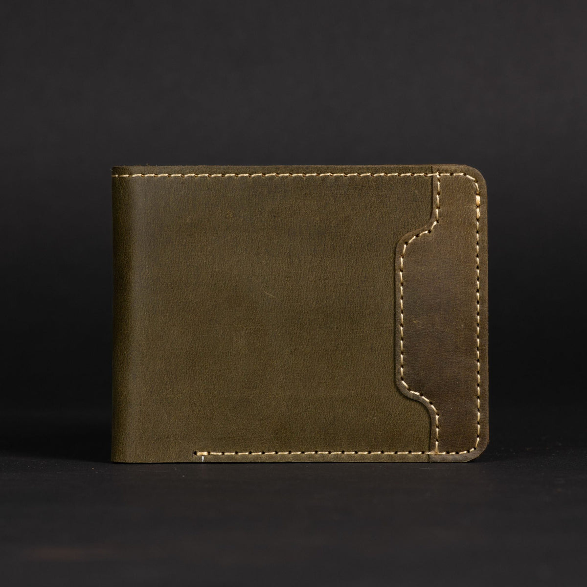 The Keystone full-grain leather wallet in olive green
