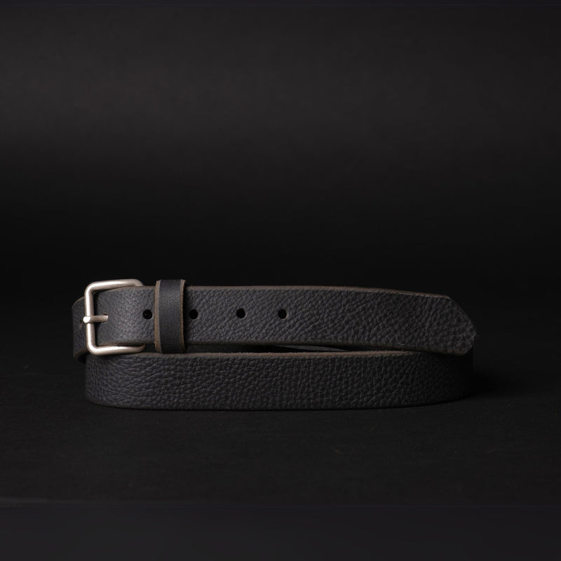 Kyomi- Black 100% Premium Leather Belt- Made in Canada
