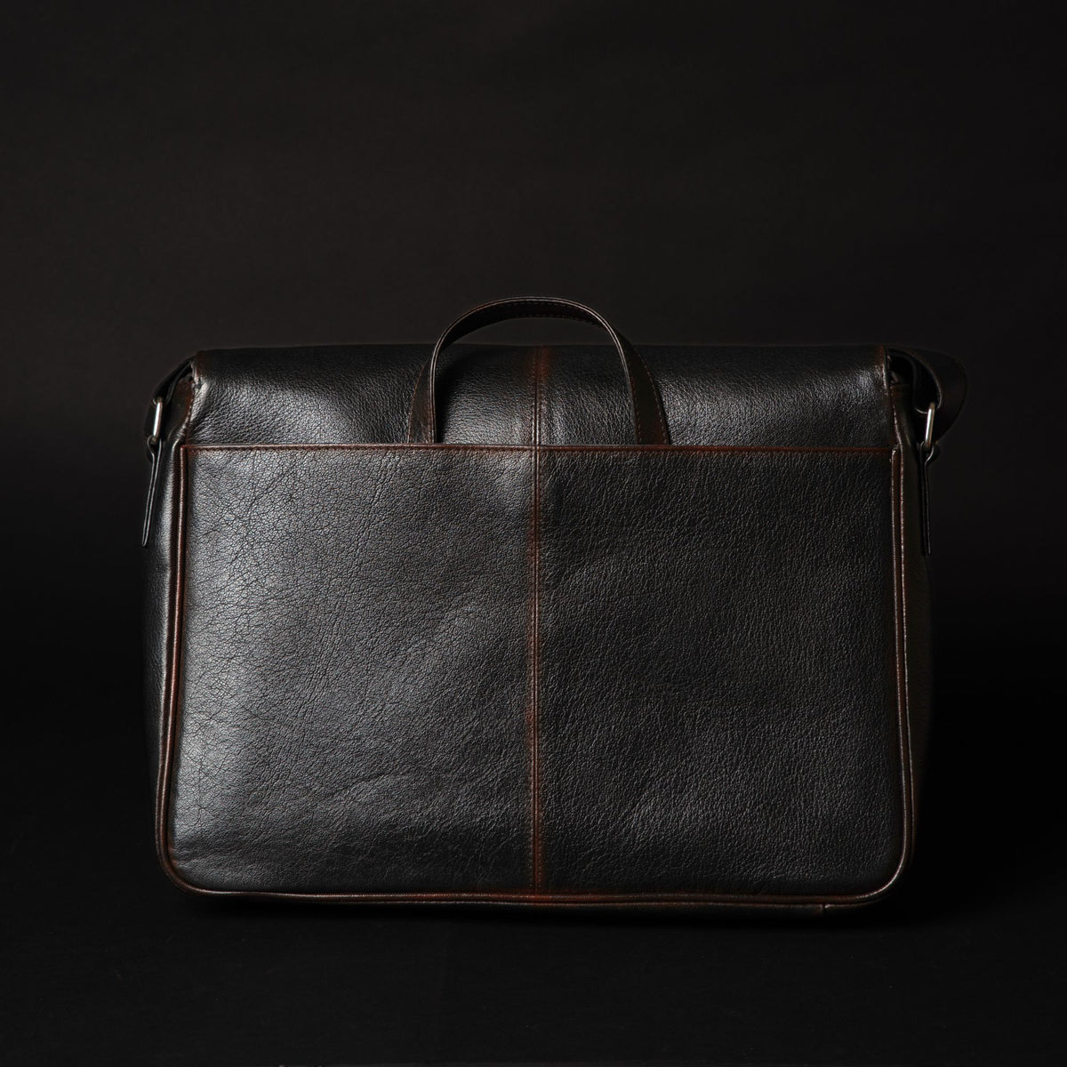 Lisbon vintage black full-grain leather laptop bag