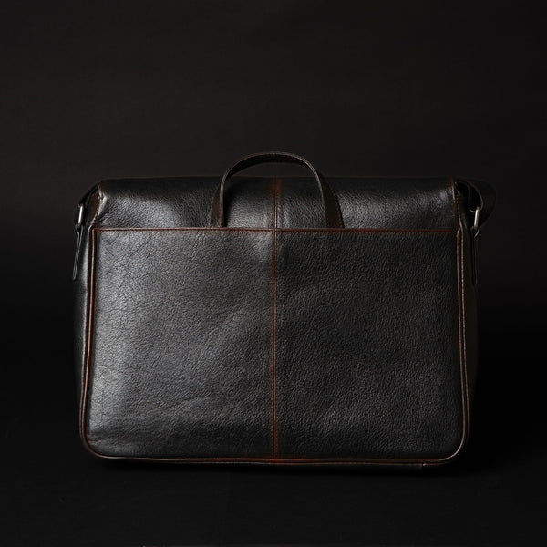 Lisbon - Vintage Black Full-Grain Leather Laptop Bag