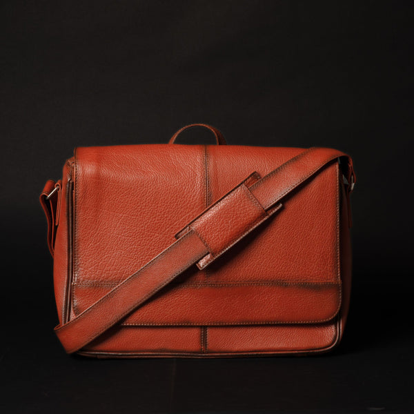 Lisbon - Vintage Tan Full-Grain Leather Laptop Bag