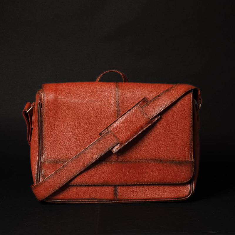 Lisbon - Vintage Tan Full-Grain Leather Laptop Bag