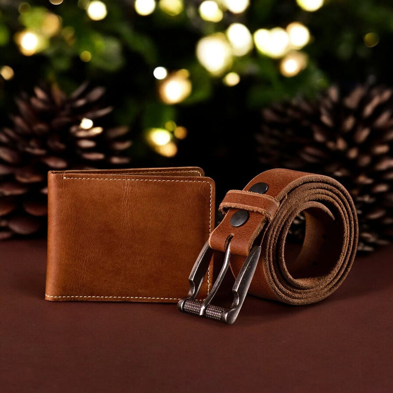 Pinnacle Belt + Wallet - Men's Leather Belt and Wallet Gift Set