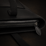 (Open Box) Classic Black Leather Tote Bag