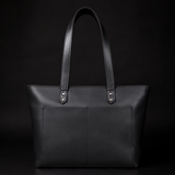 (Open Box) Classic Black Leather Tote Bag