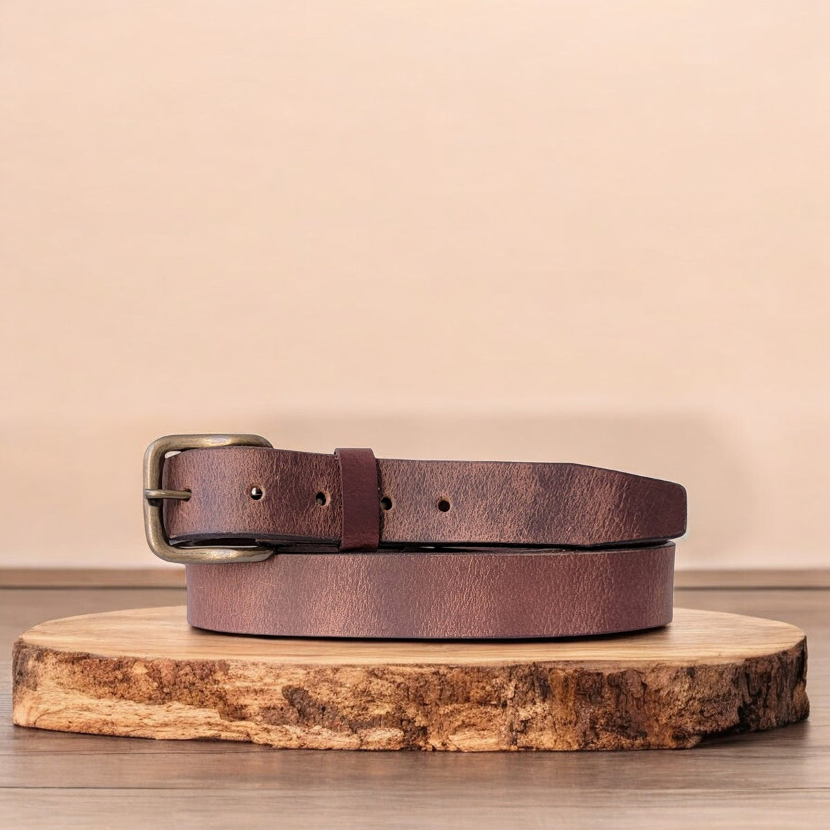 Marisol women's brown distressed leather belt