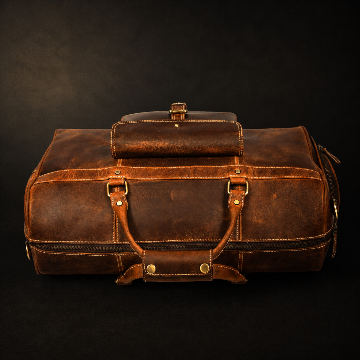 The Voyager Duffle - Cognac Full-Grain Distressed Duffle Bag The Voyager Duffle - Cognac Full-Grain Distressed Duffle Bag