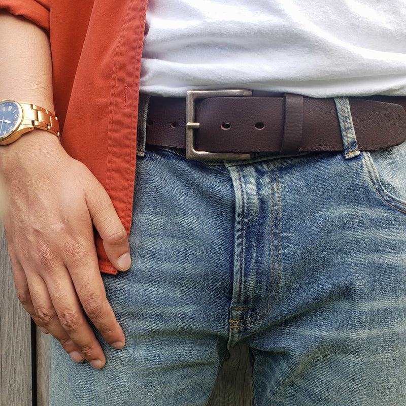 Skinny Belt, Cognac Leather, Men's Belts