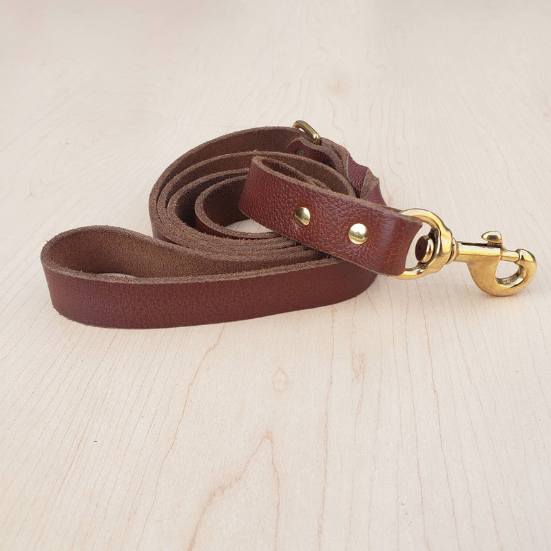 Cognac Braided Leather Dog Leash 60'' - Made in Canada