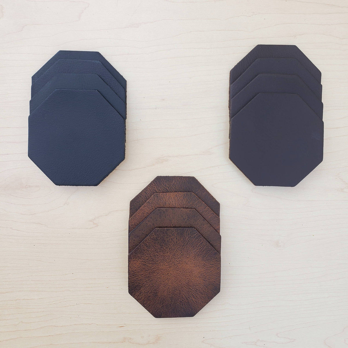 Octagon leather coasters