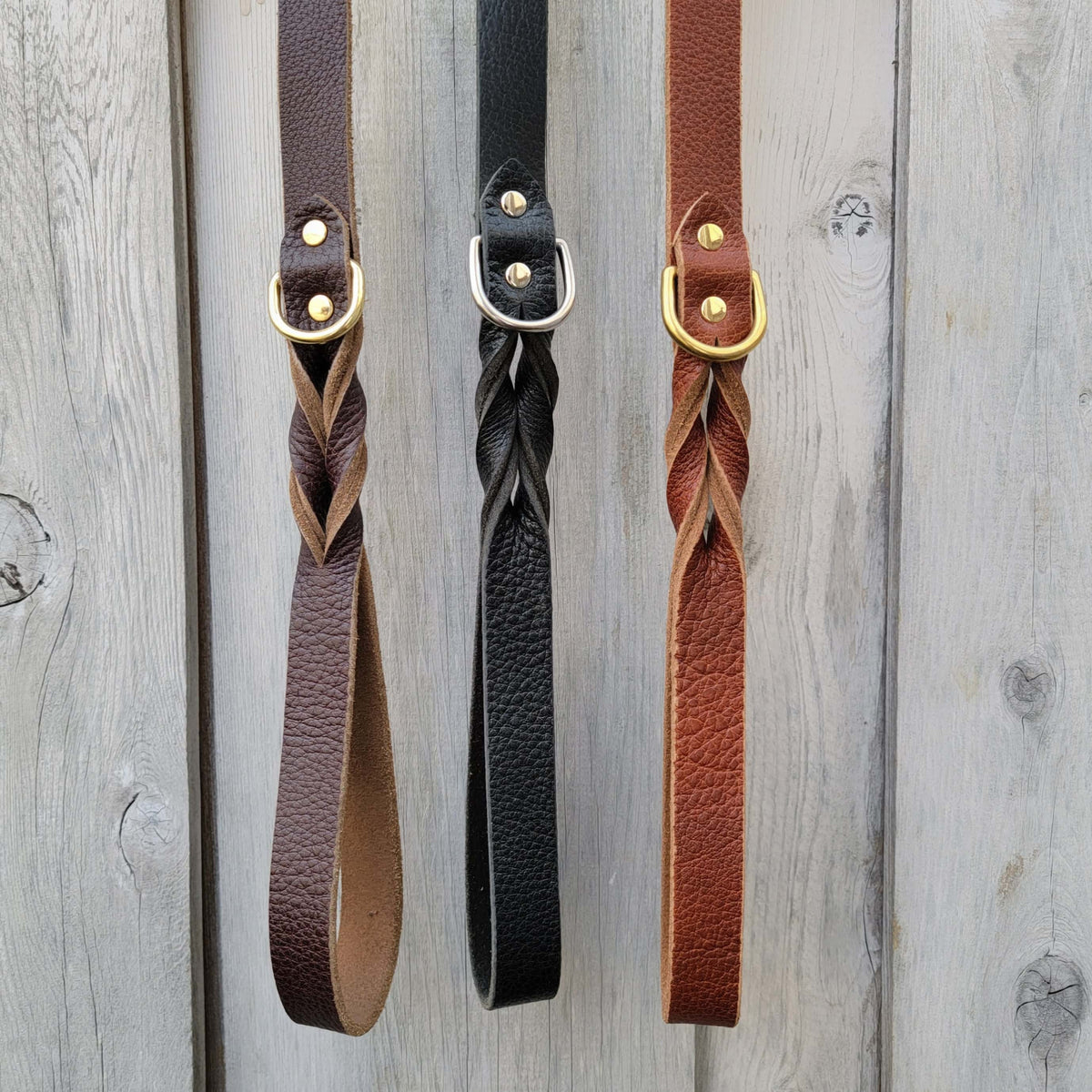 Braided leather dog leash, 60 inch