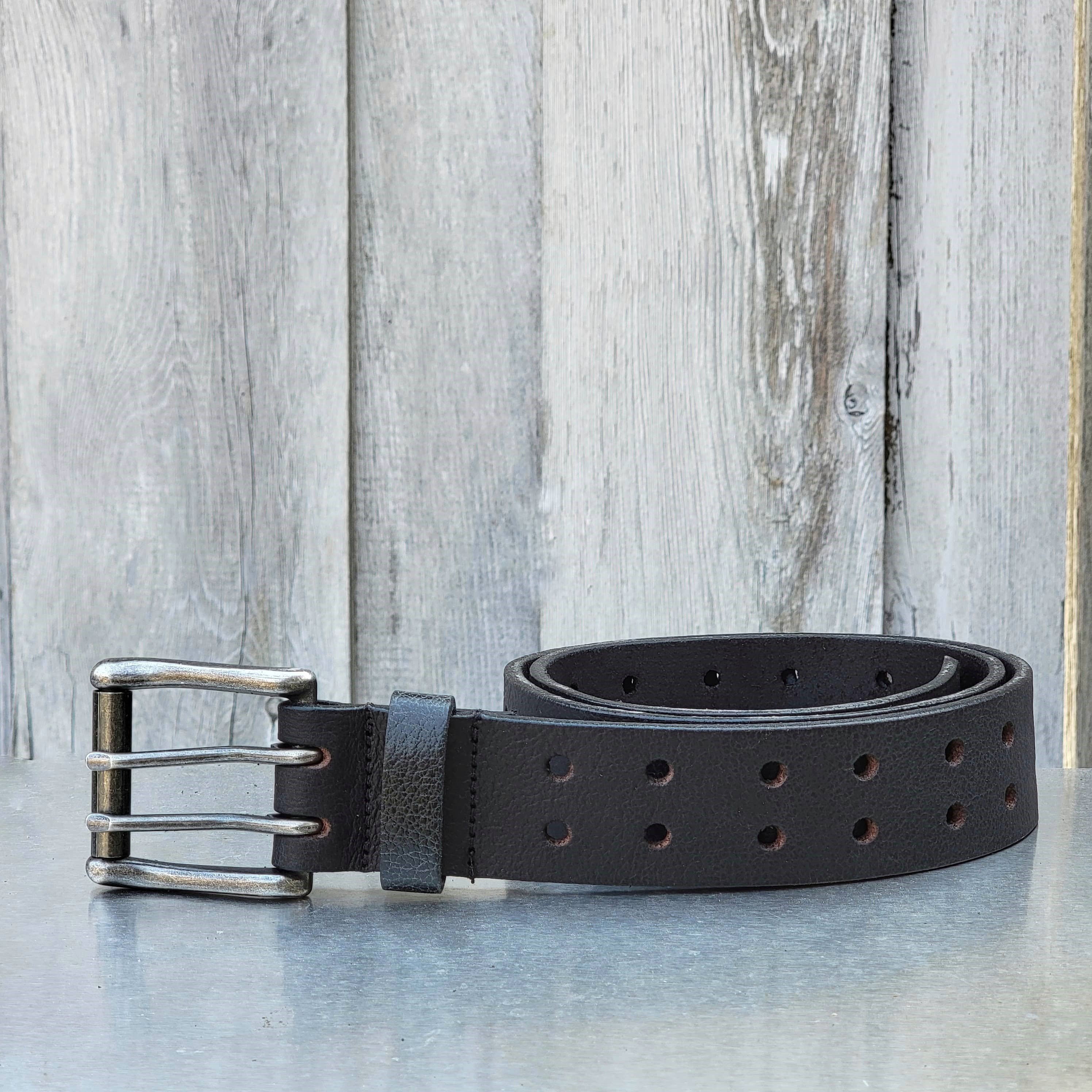 Brown Double Hole Full Grain Leather Belt