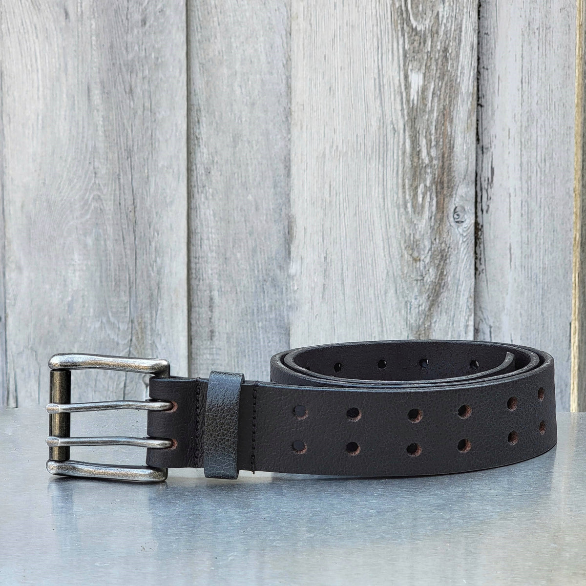 The Double Hole Belts 2-piece leather belt gift set