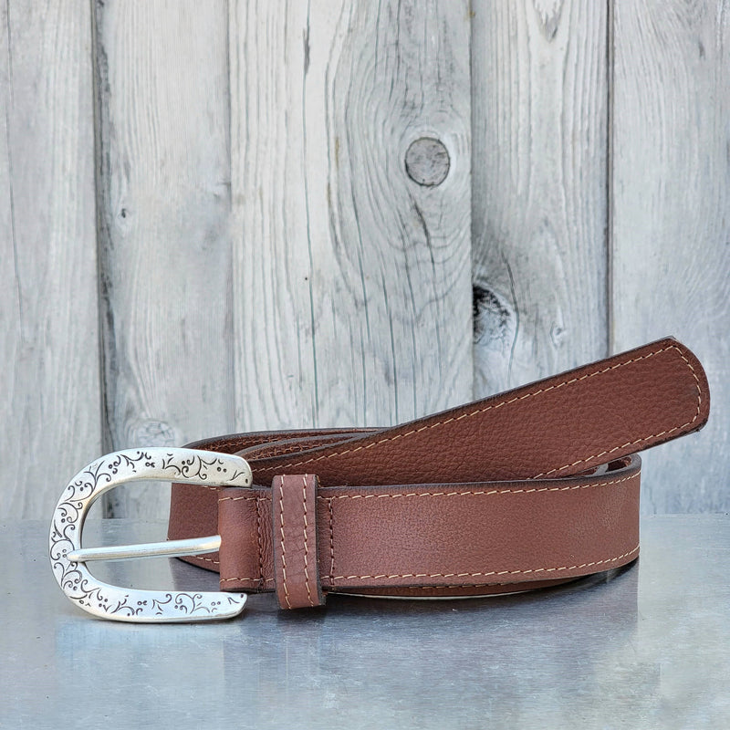 1.5 (38mm) Cognac Western Style Leather Belt Handmade in Canada by Ze