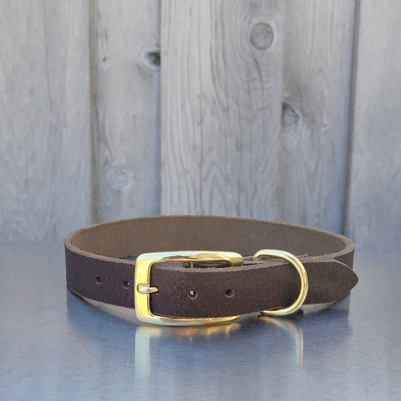 Brown Leather Dog Collar - Made in Canada