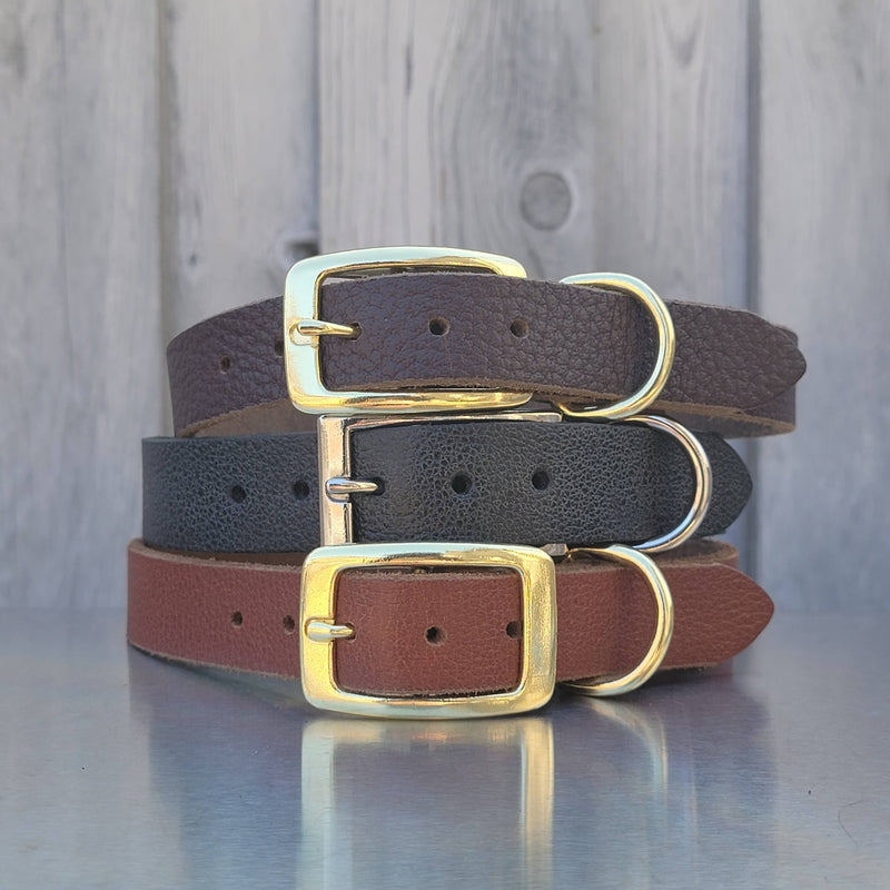 Cognac Leather Dog Collar - Made in Canada