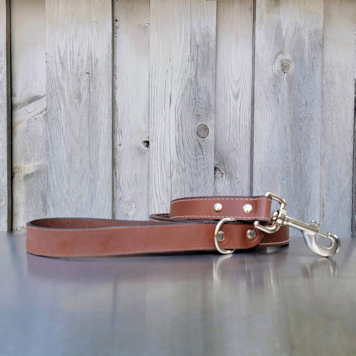 Stitched leather dog leash, 60 inch