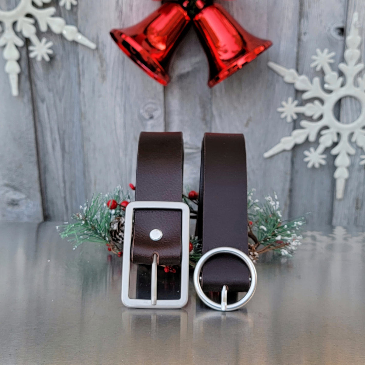 Sempre and Lucille 2-piece women's leather belt set in brown