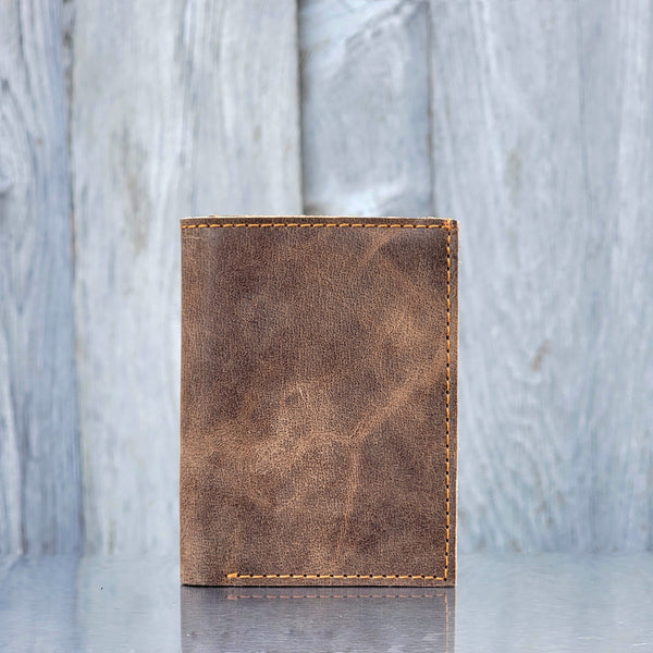 Meraki - Brown Full Grain Leather Trifold Wallet