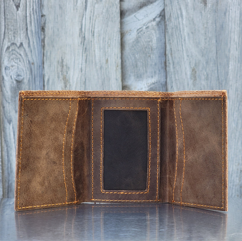 Meraki - Black Full Grain Leather Trifold Wallet