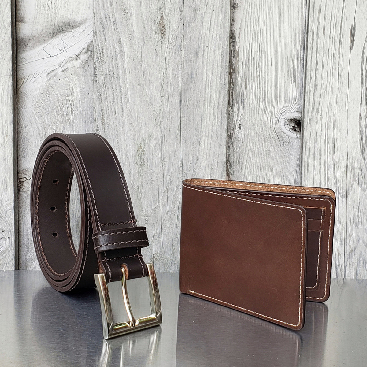 Milestone leather belt and wallet gift set