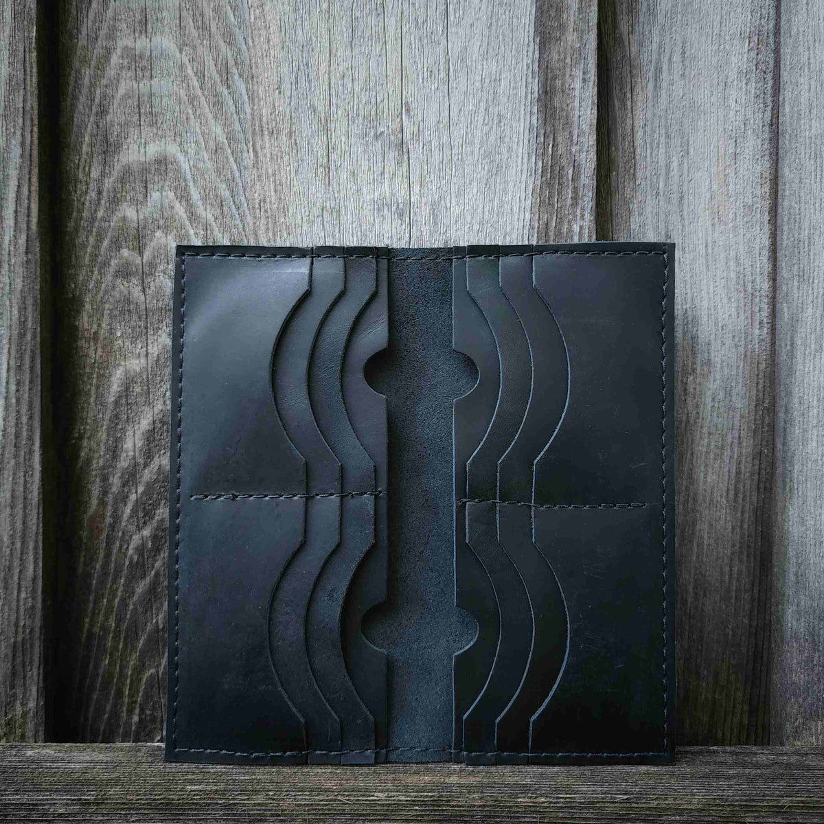 The Long Wallet, black full-grain leather long wallet