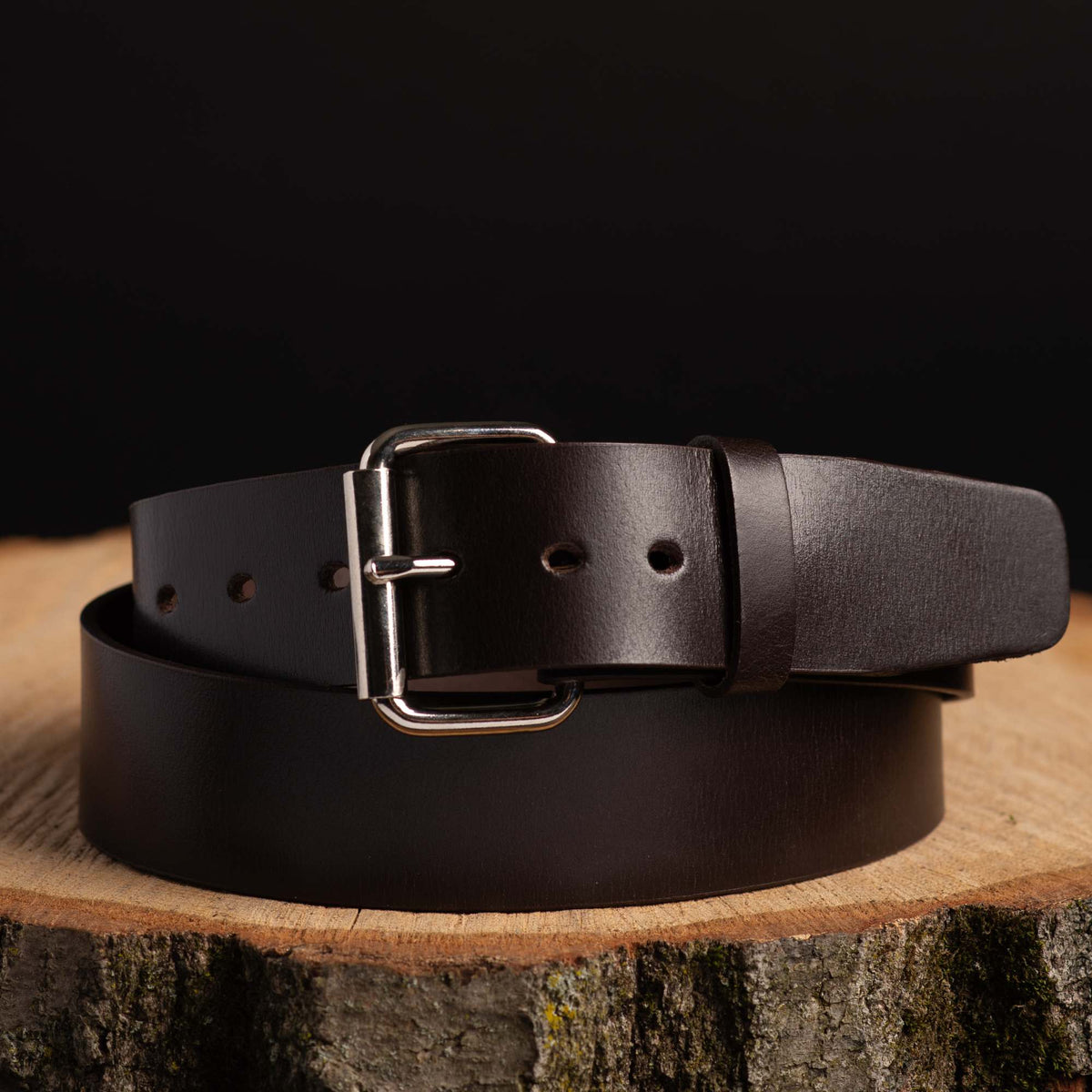 Brown 45 mm full-grain bridle leather belt for jeans