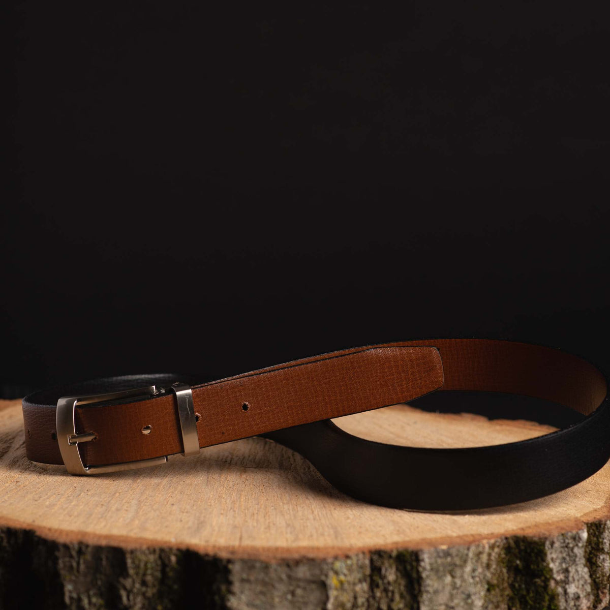 Slim reversible brown and black 30 mm leather belt