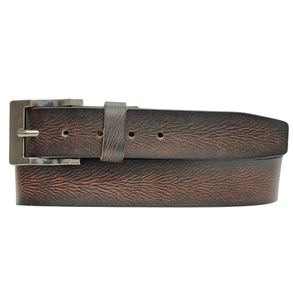 The Embers Belt - Red Leather Belt with Charred Edges
