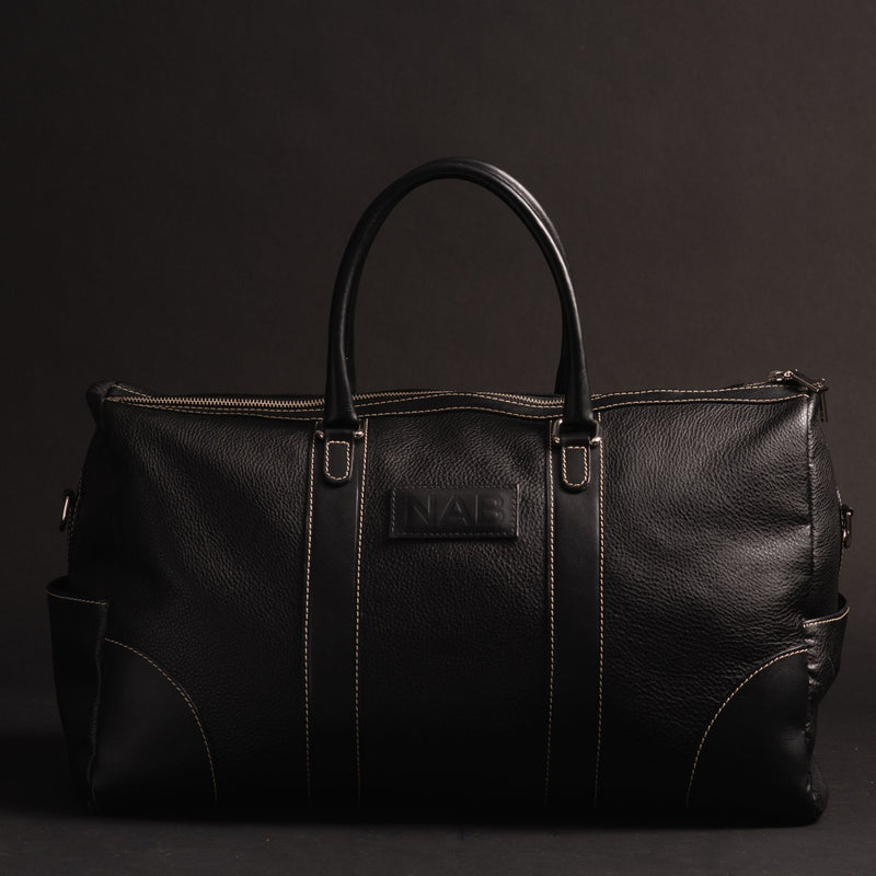 The Shield Duffle- Black Full-Grain Leather Duffle Bag Made in Canada