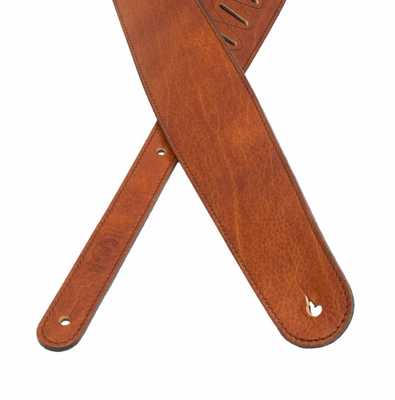 La Grange - Lightweight Hand Stained Cognac Full Grain Leather Guitar Strap