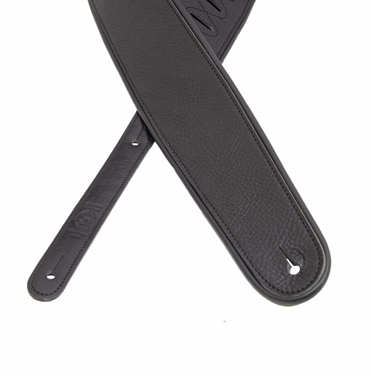 Old Black edge pipe full-grain leather guitar strap