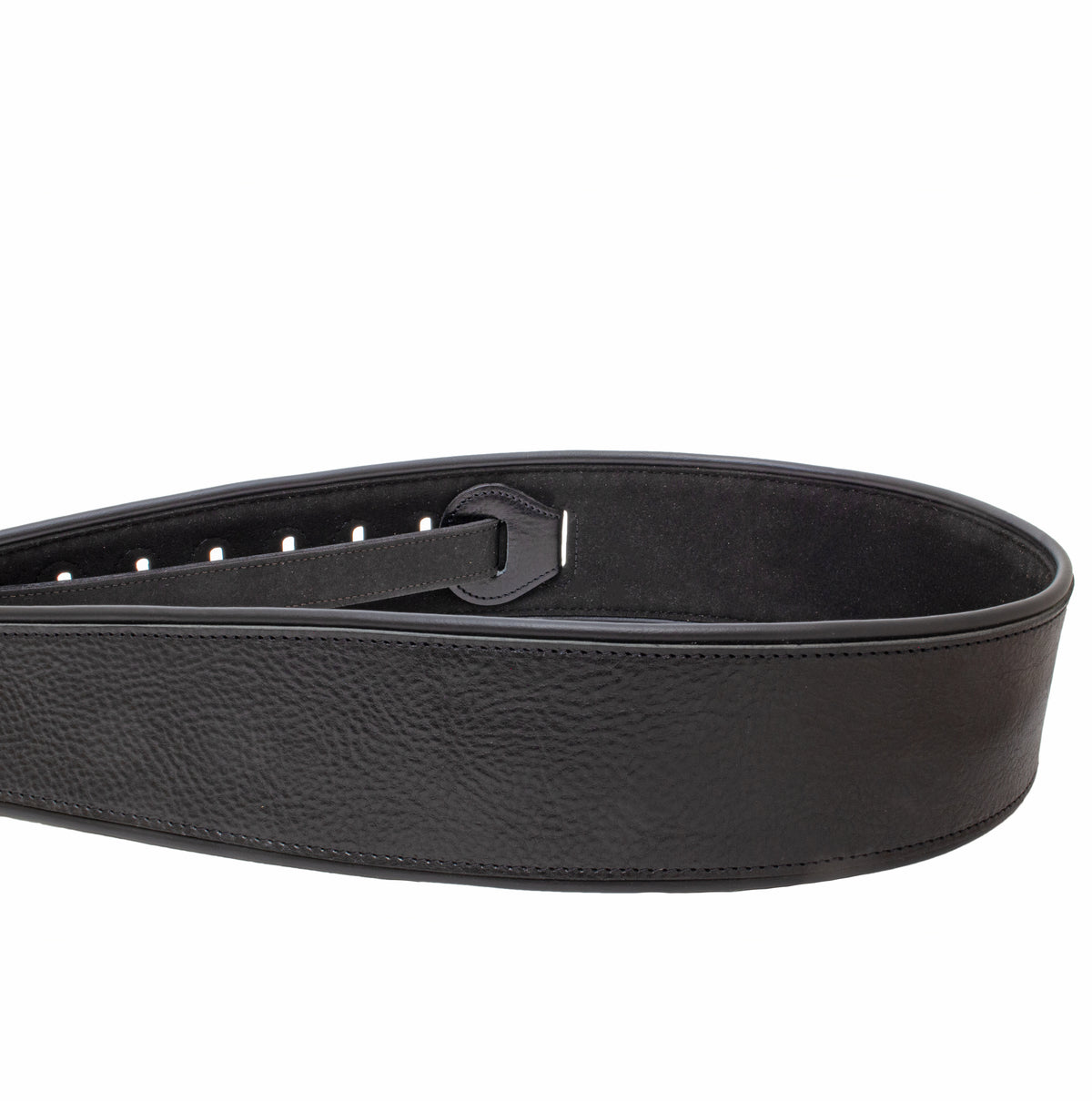 Old Black edge pipe full-grain leather guitar strap