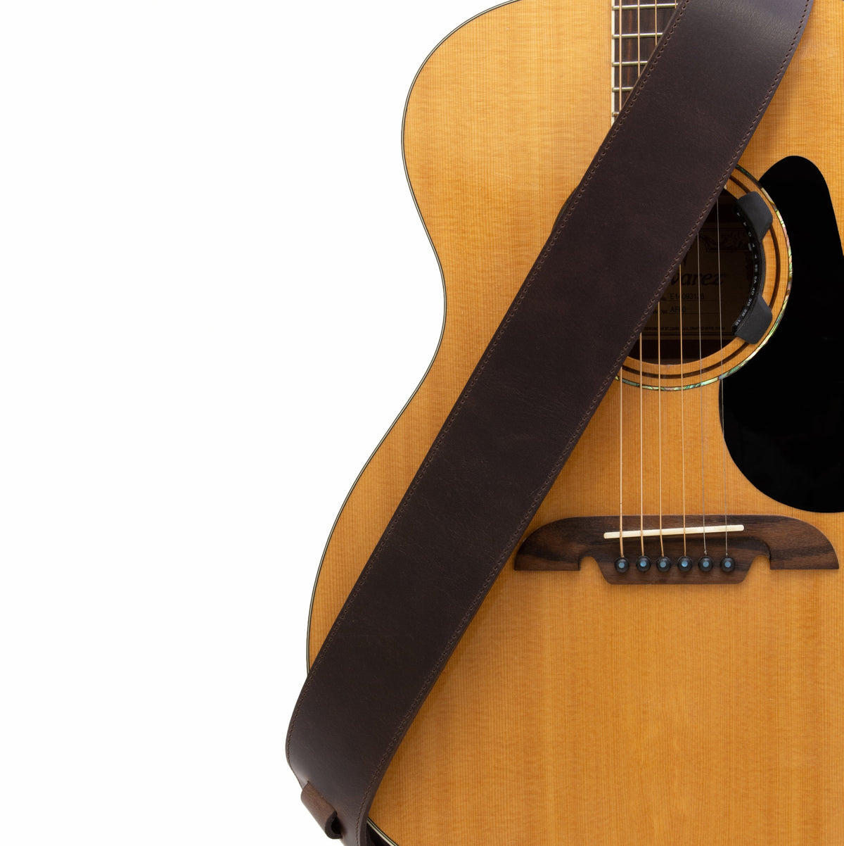 The Legend heavyweight brown full-grain leather guitar strap