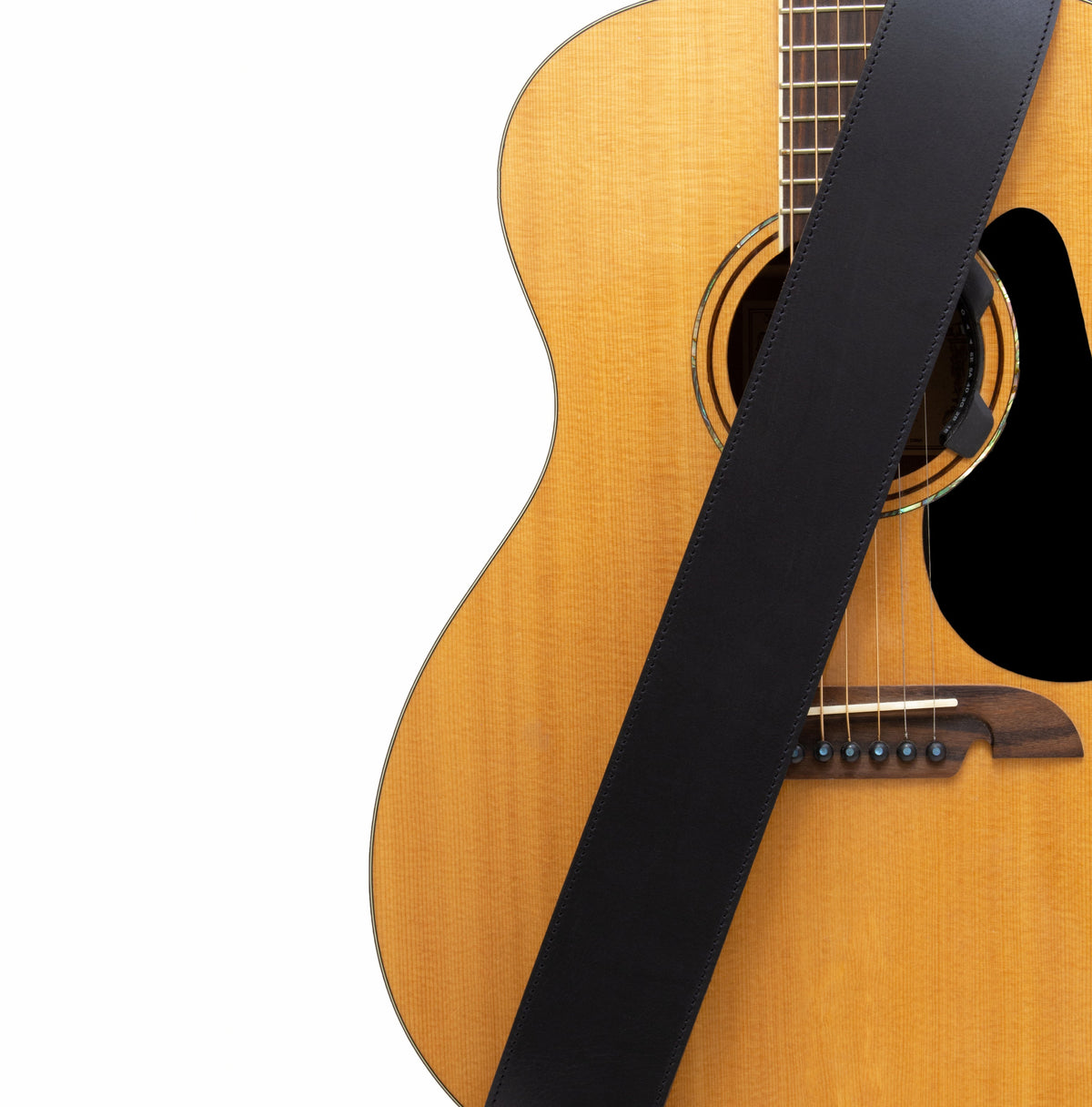 The Legend heavyweight spotted cognac full-grain leather guitar strap