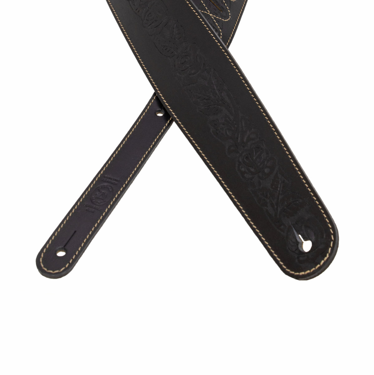 Axl black rose embossed full-grain leather guitar strap