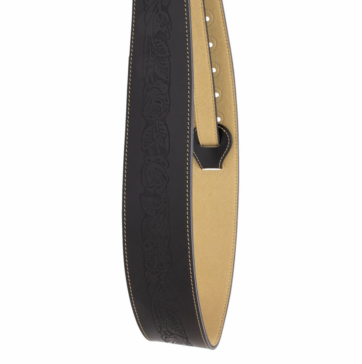 Axl black rose embossed full-grain leather guitar strap