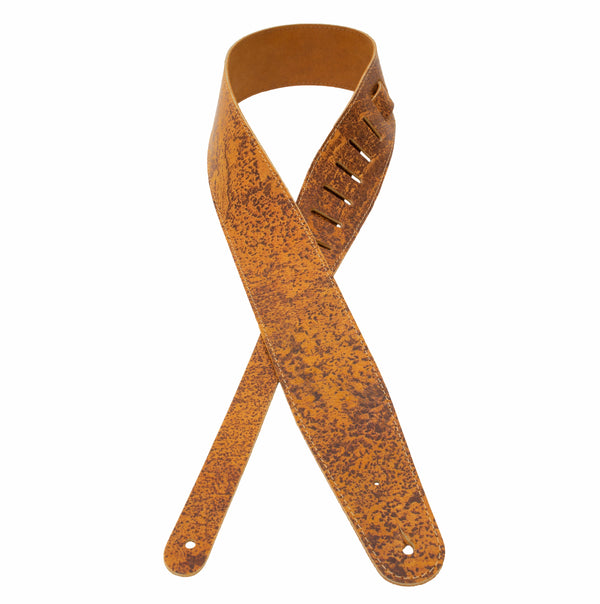 The Legend - Spotted Cognac Heavyweight Smooth Full Grain Leather Guitar Strap