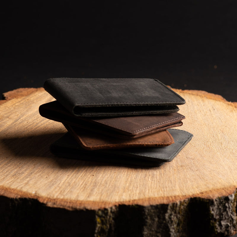 Flex - Vintaged Black Full-Grain Distressed Leather Flexible Wallet